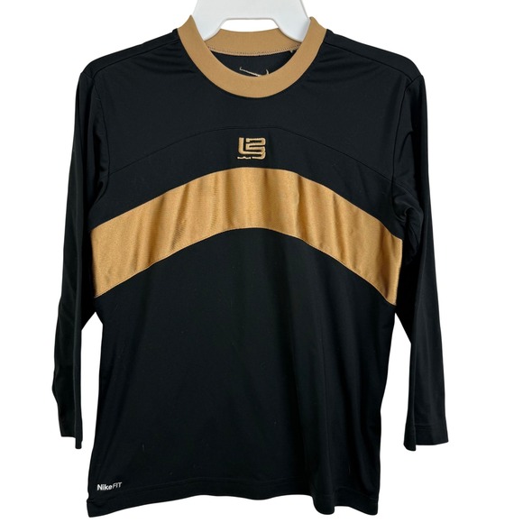 Nike Other - Vintage Nike LeBron James Youth Small 8 Black Gold Long Sleeve Shirt NikeFIT Y2K